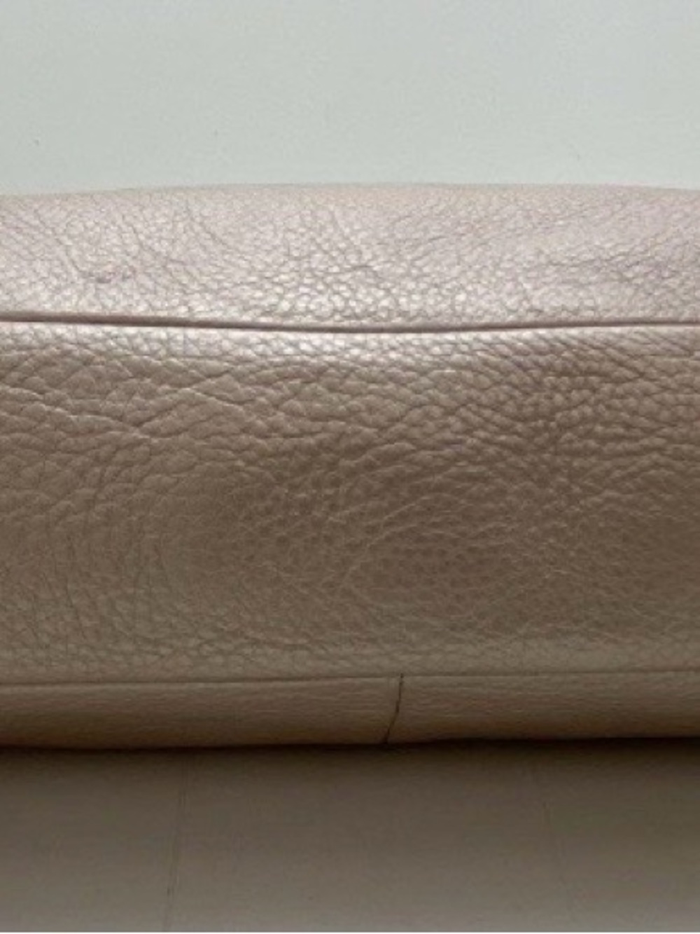 Coach Kelsey Satchel  Metallic Platinum/Gold Leather Bag with Reptile Trim - Picture 11 of 14
